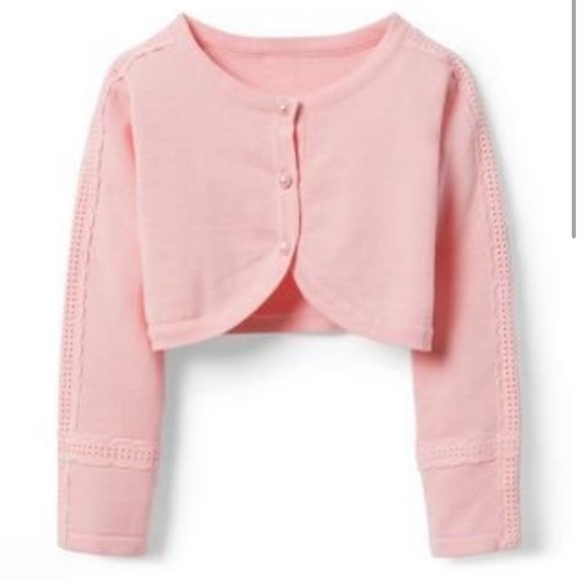 Janie and Jack Cropped Eyelet Sleeve Cardigan